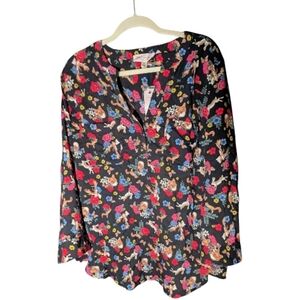 Philosophy Woman Woodland Fox Rabbit Henley Blouse 2X NWT $68